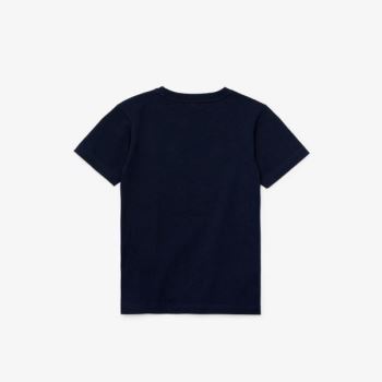 Lacoste Original 1927 Print Cotton T-Shirt - Tričko Dětské Tmavě Blankyt Blankyt / Fialové | CZ-0ubO